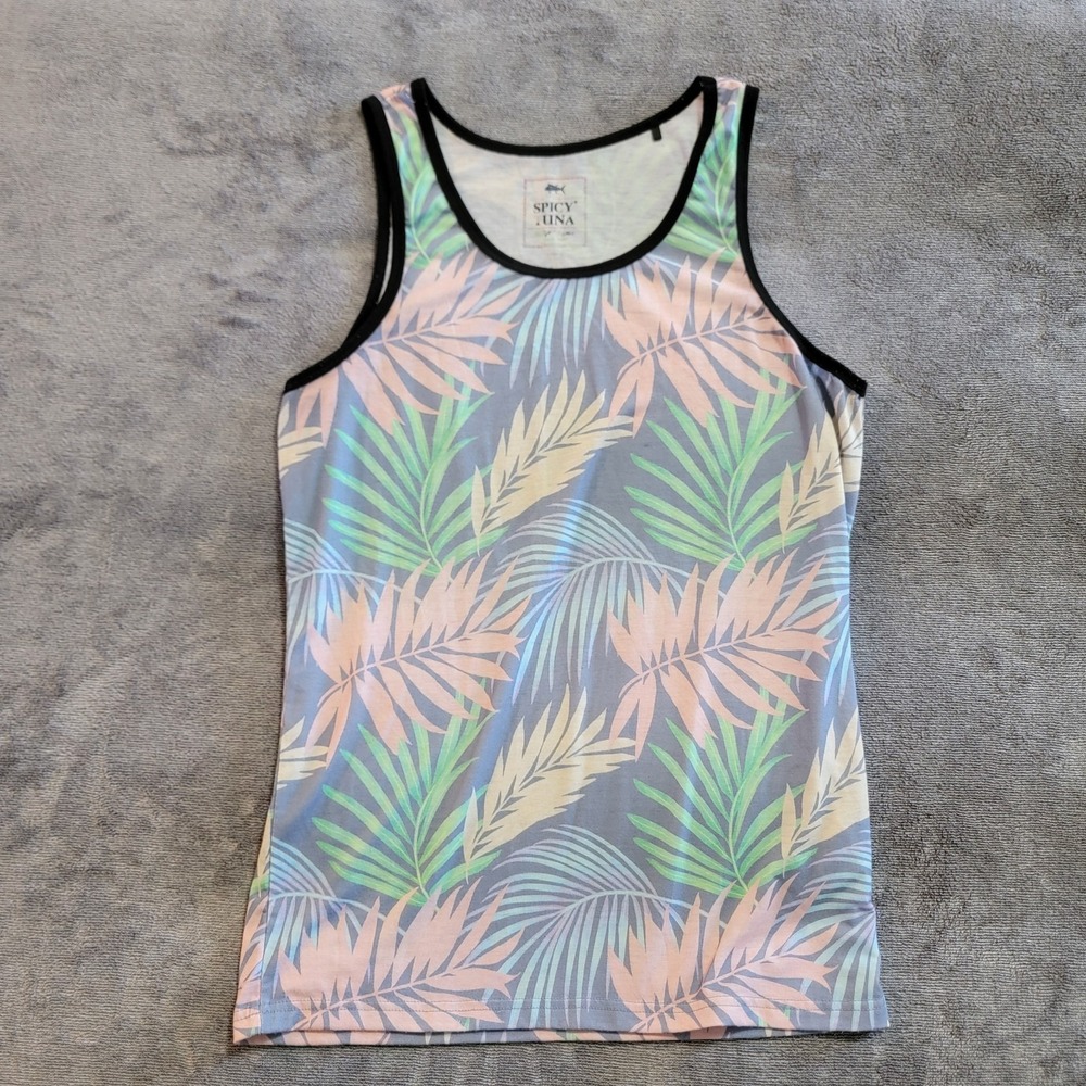 Spicy Tuna Men's Inverted Floral Sleeveless Tank Size Medium